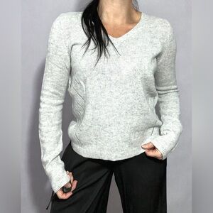 Anthropologie Moth Sweater V-Neck Knit Cotton Blend Cashmere Woman’s Small Grey